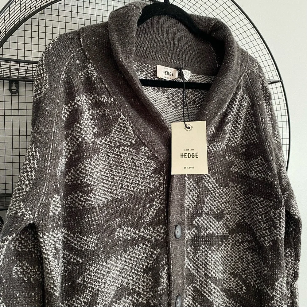 NWT mens HEDGE Camo Shawl Collar Button Cardigan - Picture 3 of 10
